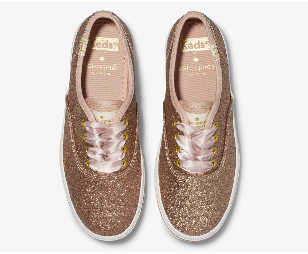 Tenis Keds Niña Rosas Dorados - Kate Spade New York Champion Glitter - 6597-ZHVER